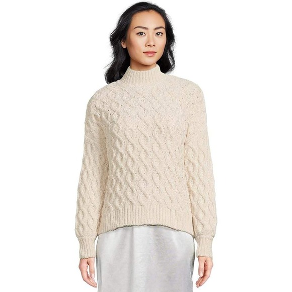 Sanctuary Sweaters - Everlane Sanctuary Women's Cable Knit Mock Neck Pullover Sweater XL Cream